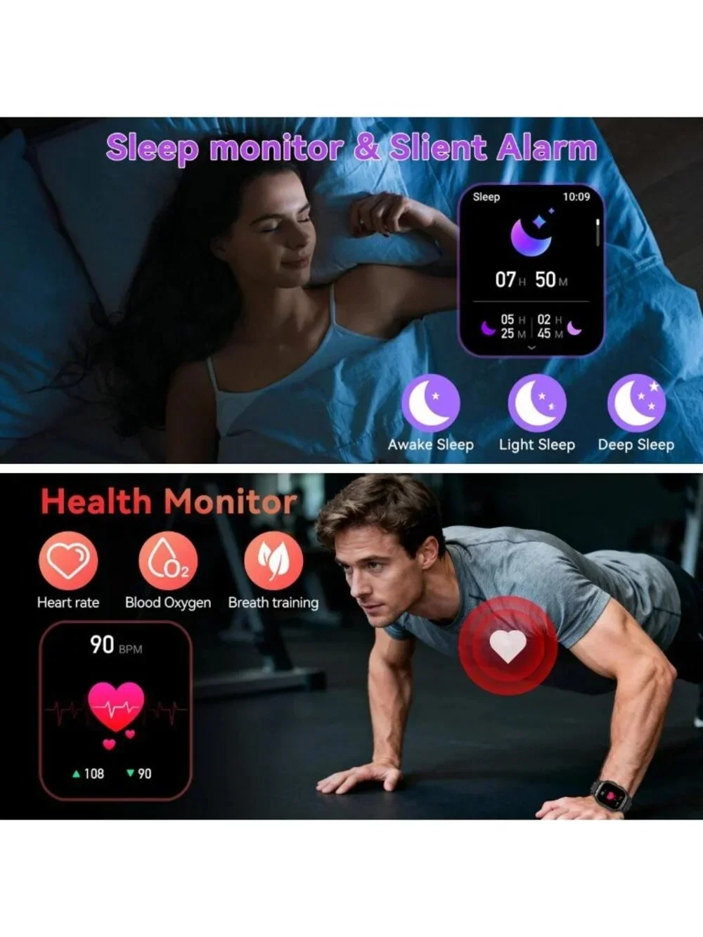 Men's Fitness Smart Watch | Waterproof Heart Rate Monitor | Call & Text Alerts